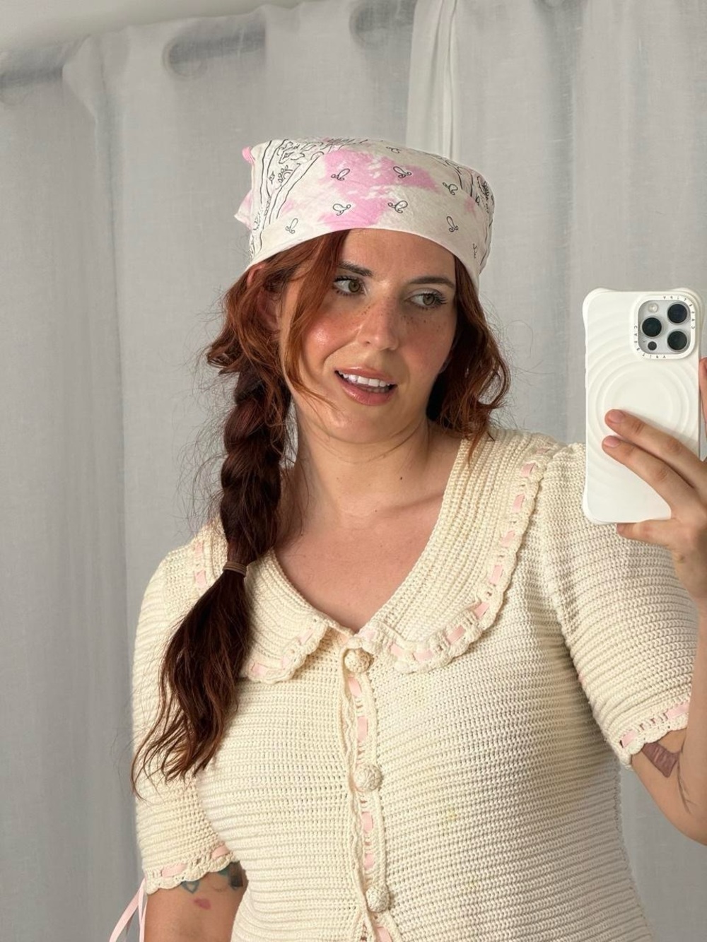 ✿ Hand-Dyed Pink Tie-Dye Paisley Bandana